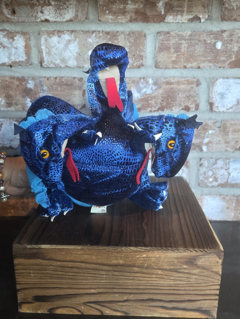 Folkmanis Three-Headed Blue Dragon Hand Puppet Mythical Plush